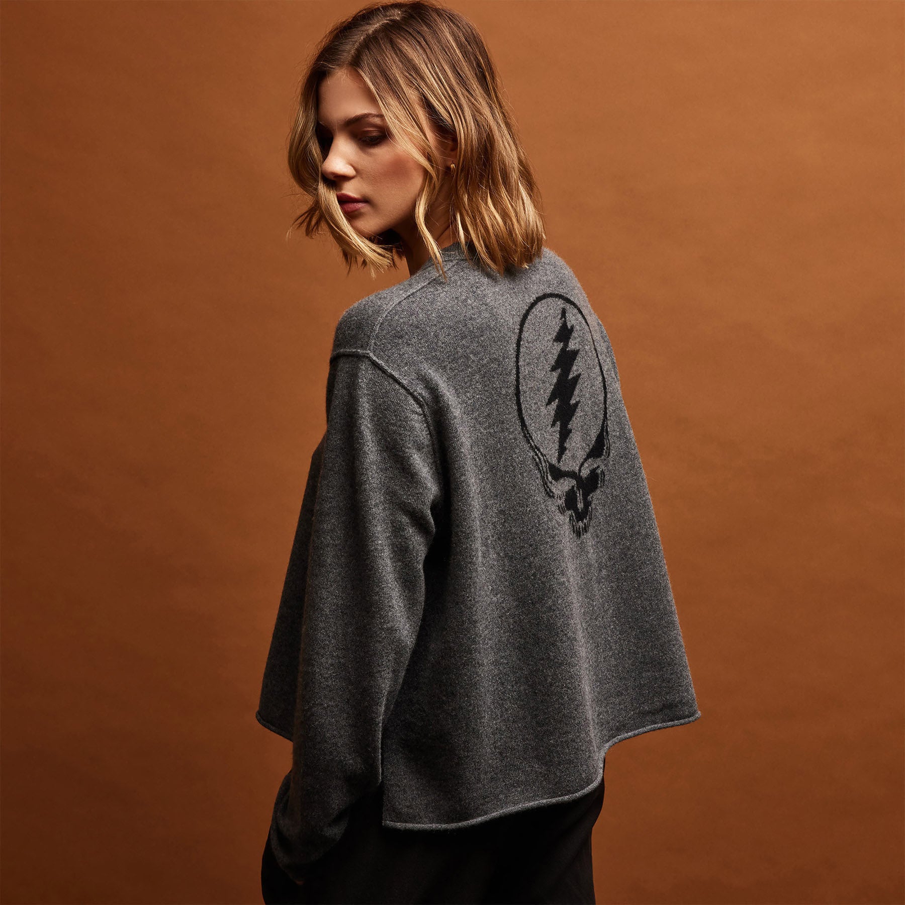 Women's Grateful Dead Cashmere Crew Set in Prussian/Flannel | James Perse Los Angeles