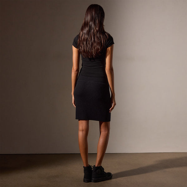 Recycled Cashmere Rib Mini Skirt in Black | James Perse Los Angeles