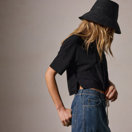 Brushed Jersey Pocket Tee in Black | James Perse Los Angeles