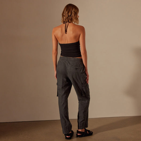 Recycled Brushed Jersey Halter Neck Top in Black | James Perse Los Angeles