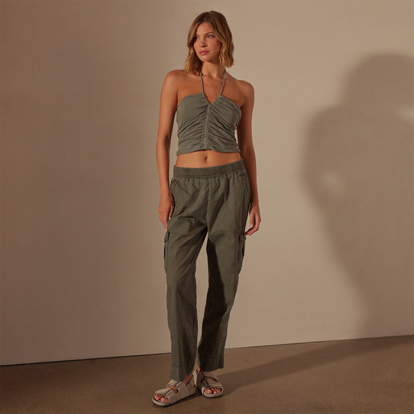 Recycled Brushed Jersey Halter Neck Top in Palm Pigment | James Perse Los Angeles
