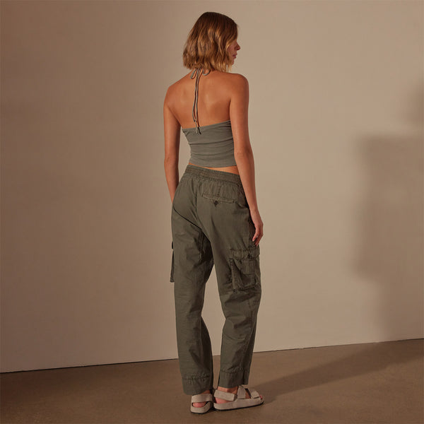 Recycled Brushed Jersey Halter Neck Top in Palm Pigment | James Perse Los Angeles