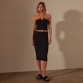 Recycled Brushed Jersey Skirt in Black | James Perse Los Angeles