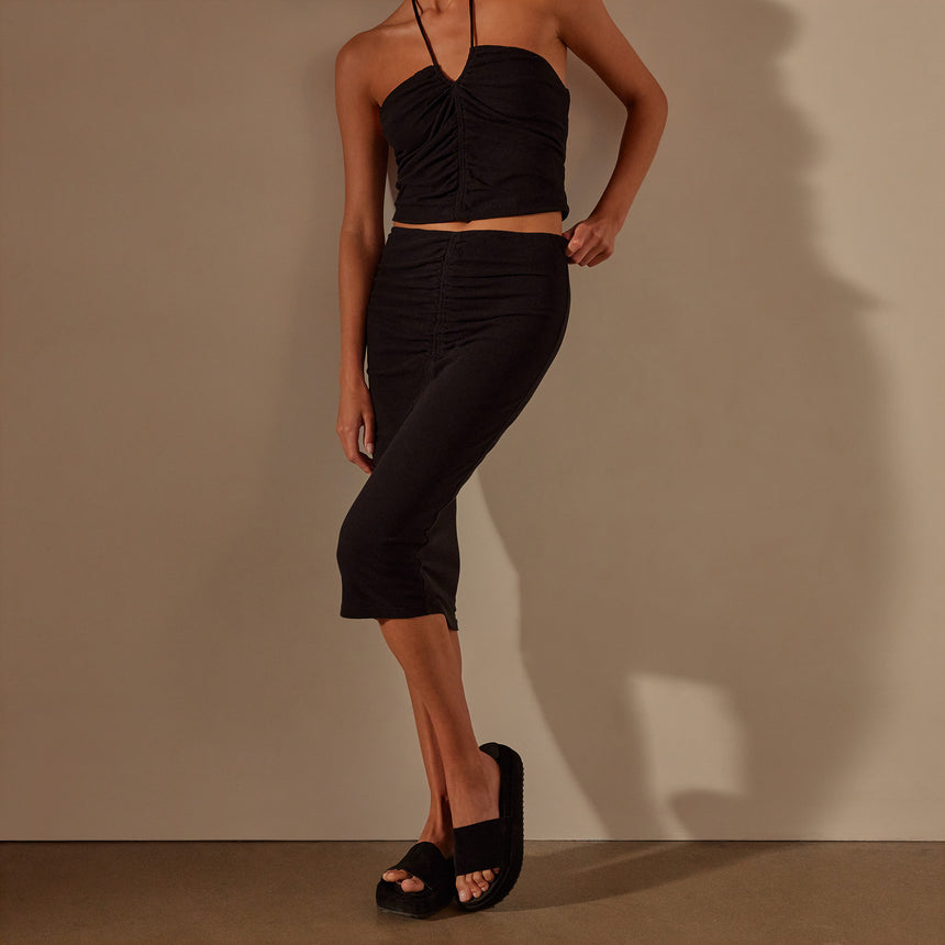 Recycled Brushed Jersey Skirt in Black | James Perse Los Angeles