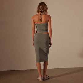 Recycled Brushed Jersey Skirt in Palm Pigment | James Perse Los Angeles