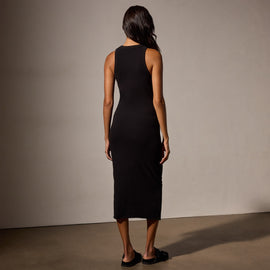 Ruched Cut Away Tank Dress in Black | James Perse Los Angeles