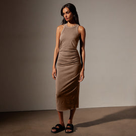 Ruched Cut Away Tank Dress in Cargo Pigment | James Perse Los Angeles