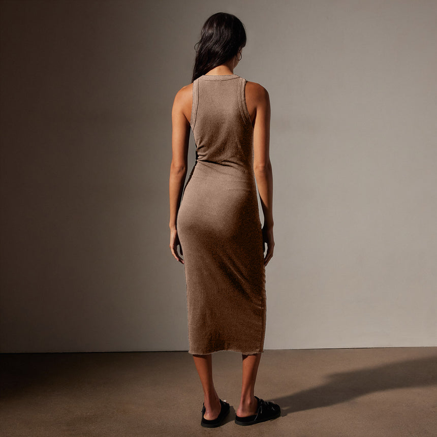 Ruched Cut Away Tank Dress in Cargo Pigment | James Perse Los Angeles