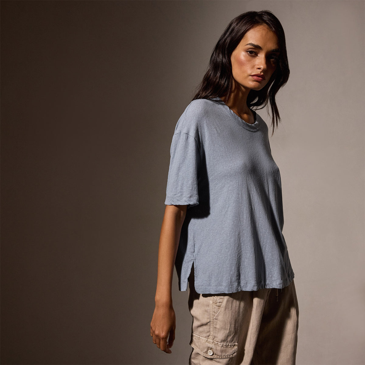 Recycled Cotton Jersey Crew in Bluestone | James Perse Los Angeles