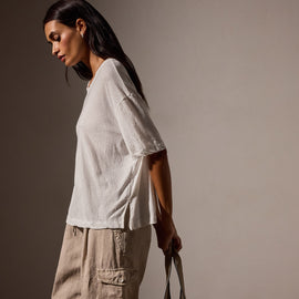 Recycled Cotton Jersey Crew in White | James Perse Los Angeles