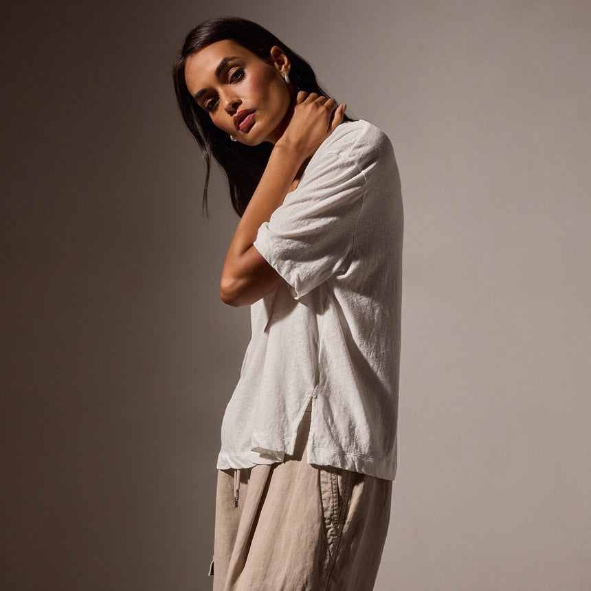 Recycled Cotton Jersey Crew in White | James Perse Los Angeles