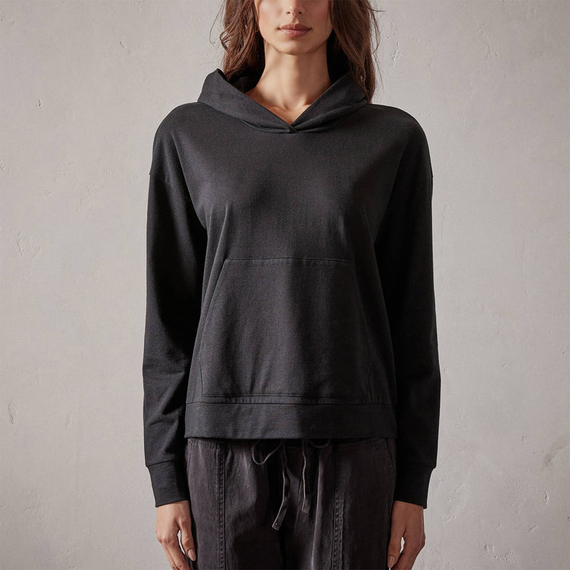 Recycled Feather Weight Clean Hoodie  in Black | James Perse Los Angeles
