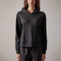Recycled Feather Weight Clean Hoodie  in Black | James Perse Los Angeles