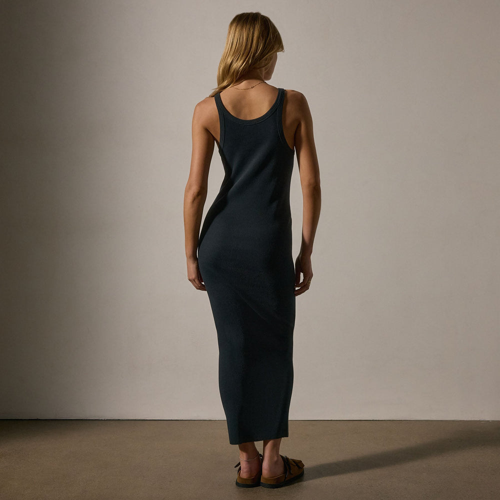 james perse ribbed henley dress Cotton Cashmere Ribbed Henley Dress In Black