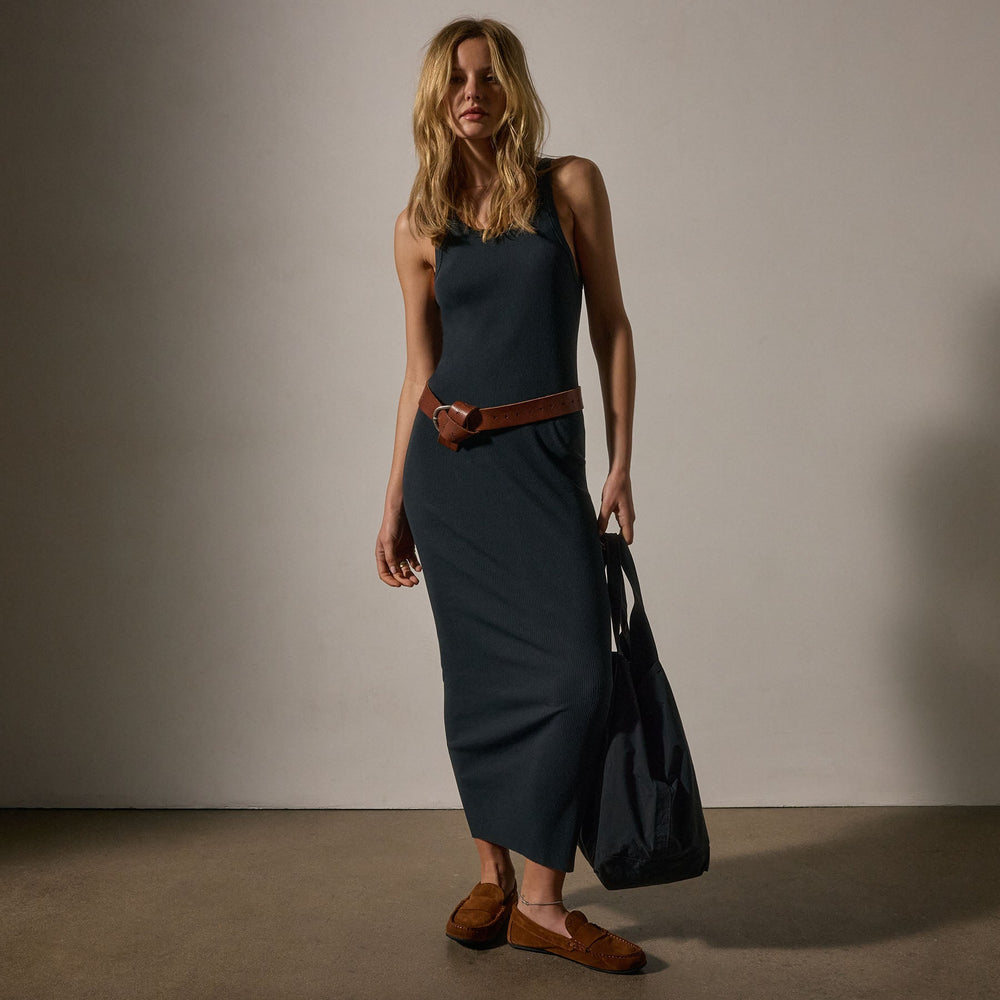 james perse ribbed henley dress Cotton Cashmere Ribbed Henley Dress In Black