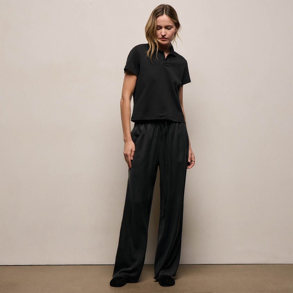 Silk Charmeuse Drawstring Pant in Black | James Perse Los Angeles