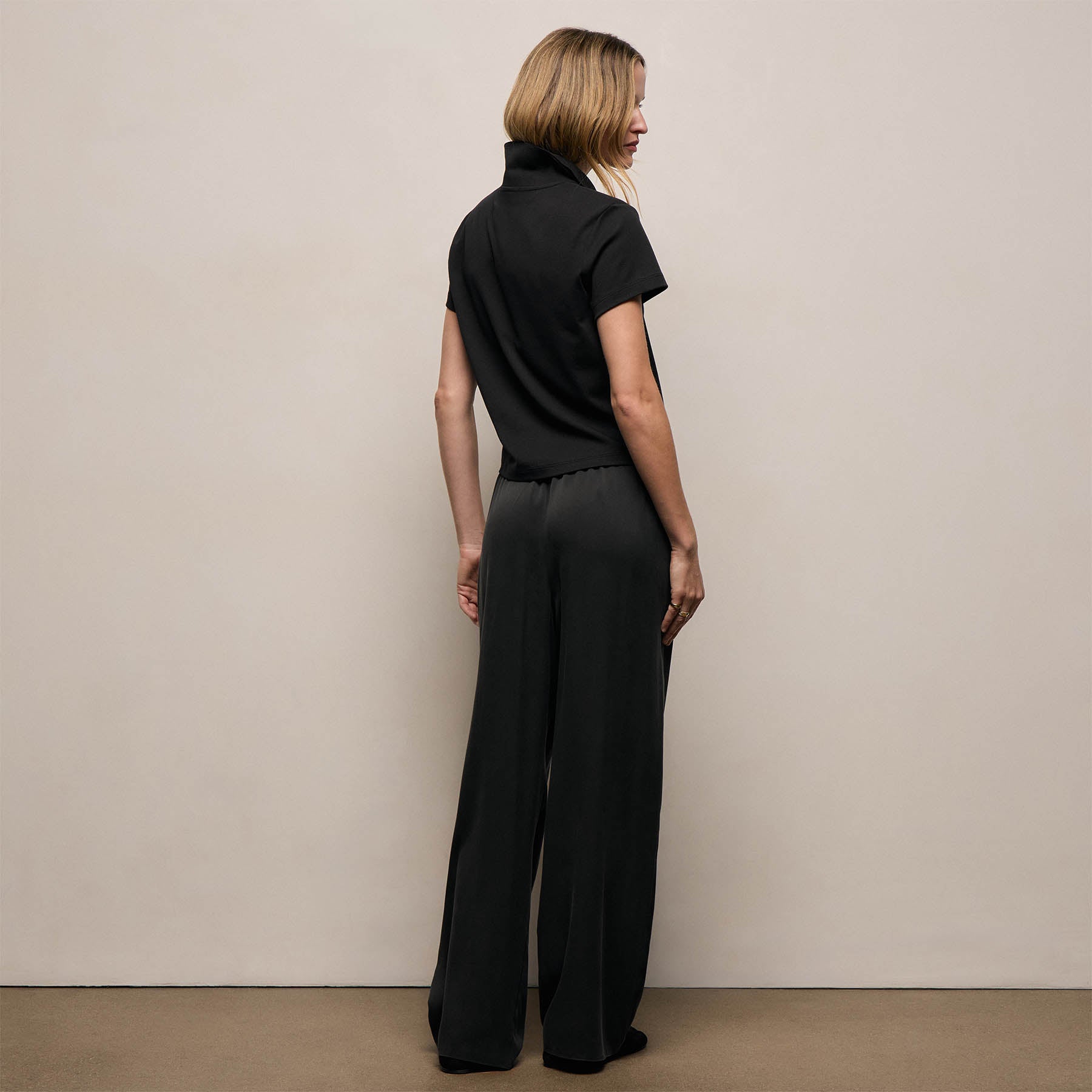 Silk Charmeuse Drawstring Pant in Black | James Perse Los Angeles
