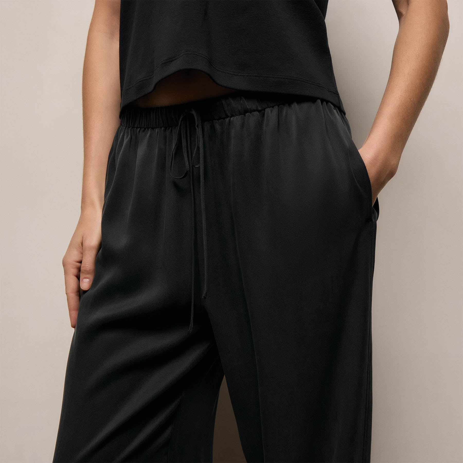 Silk Charmeuse Drawstring Pant In Black | James Perse Los Angeles