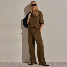 Silk Charmeuse Drawstring Pant in Cocoa | James Perse Los Angeles