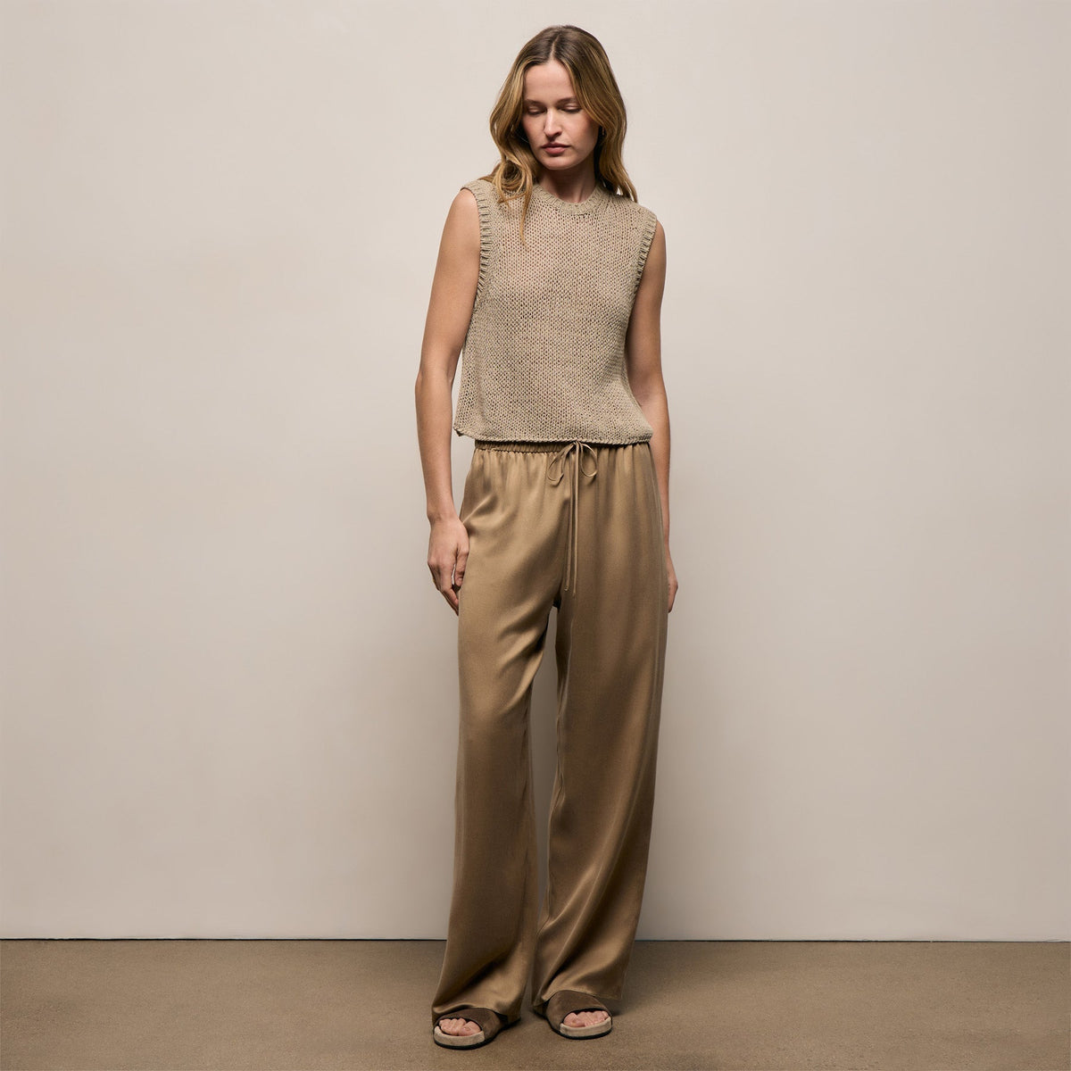 Silk Charmeuse Drawstring Pant in Honey | James Perse Los Angeles
