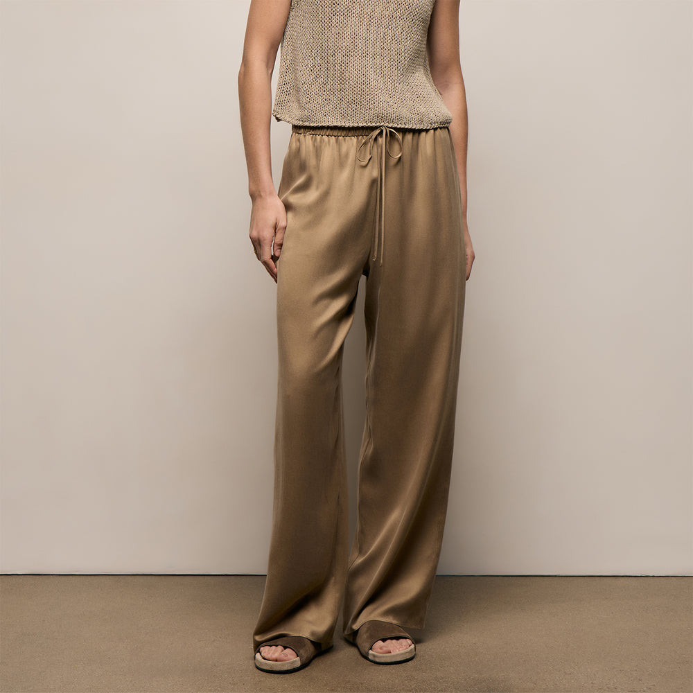 Silk Charmeuse Drawstring Pant in Honey | James Perse Los Angeles