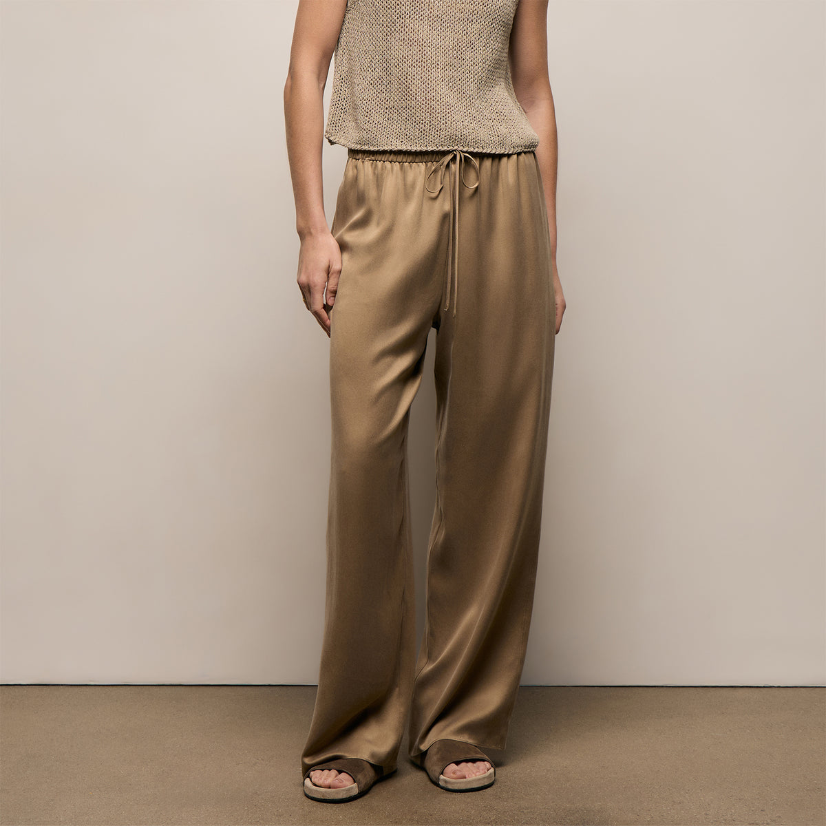 Silk Charmeuse Drawstring Pant in Honey | James Perse Los Angeles