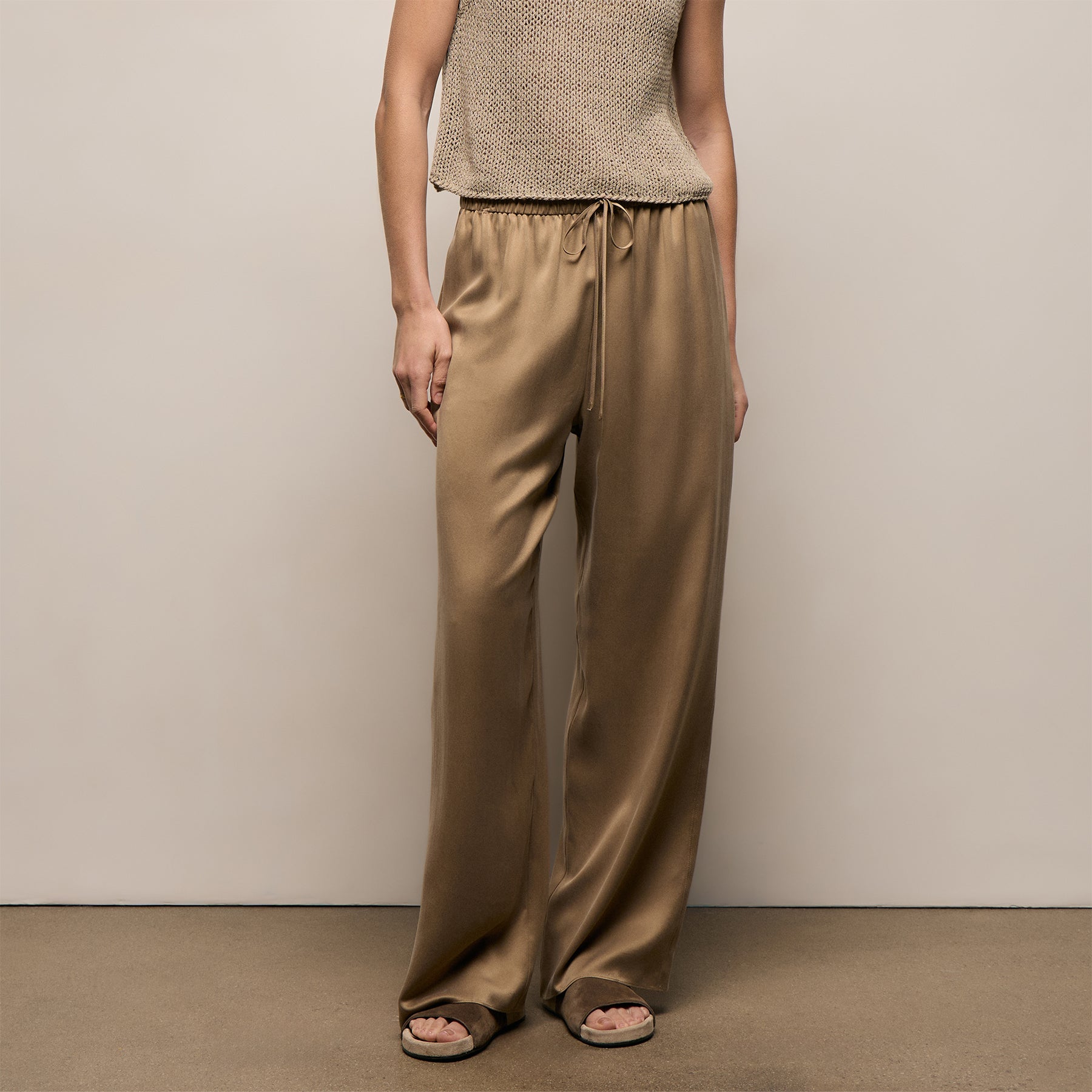 Silk Charmeuse Drawstring Pant in Honey | James Perse Los Angeles