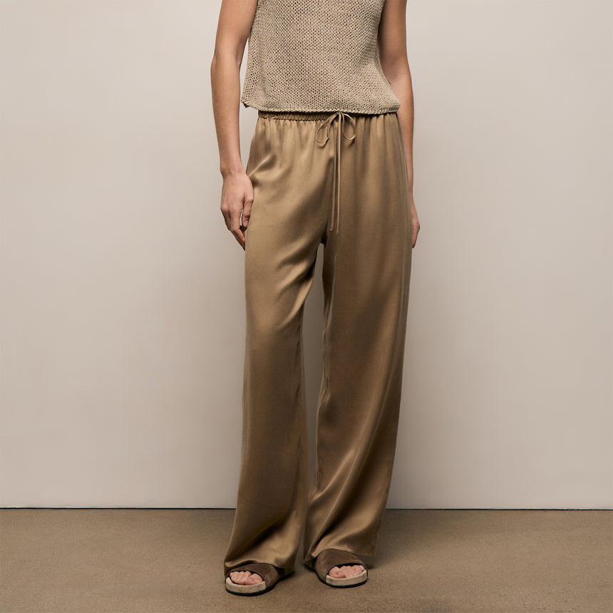 Silk Charmeuse Drawstring Pant in Honey | James Perse Los Angeles
