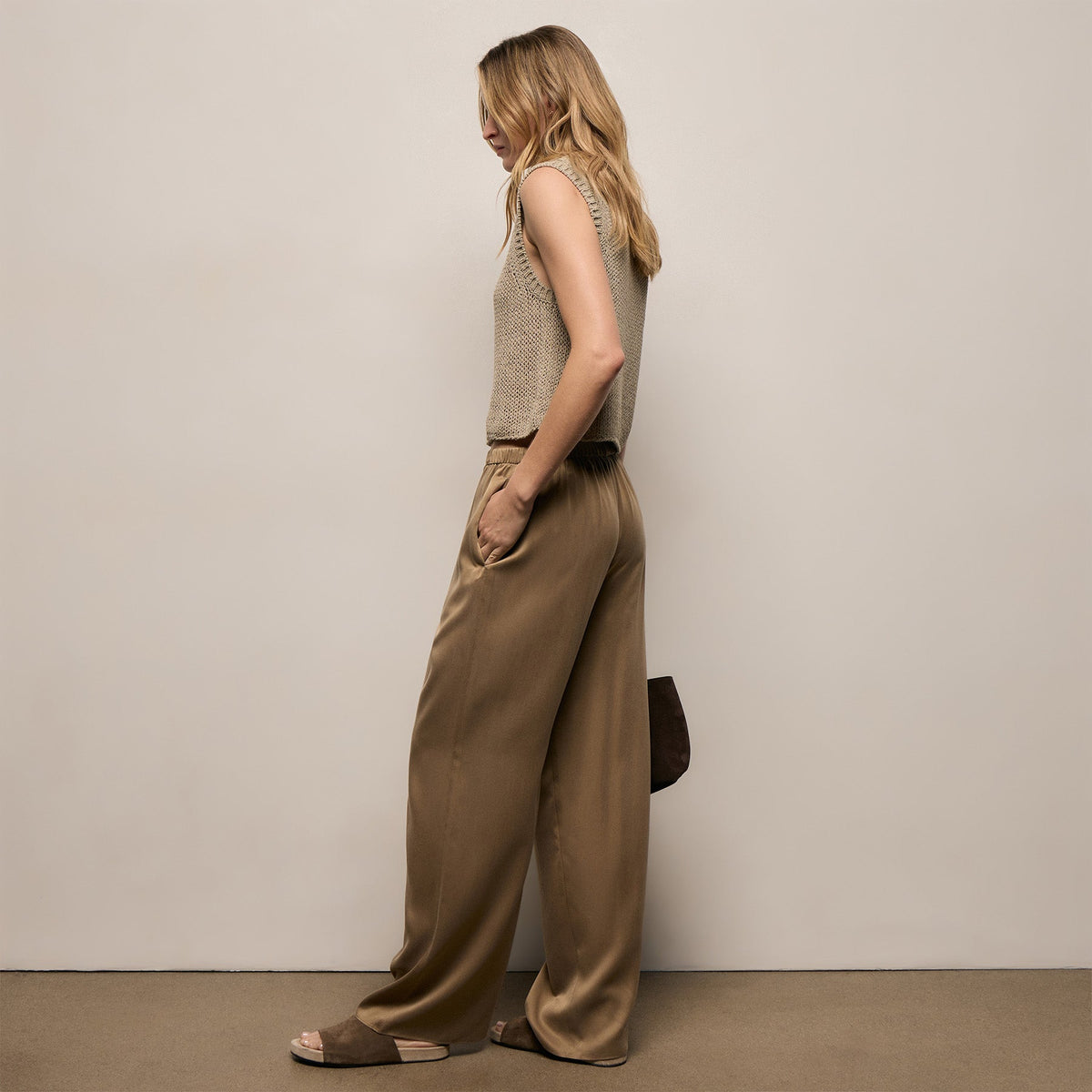 Silk Charmeuse Drawstring Pant in Honey | James Perse Los Angeles