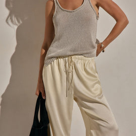 Silk Charmeuse Drawstring Pant in Ivory | James Perse Los Angeles