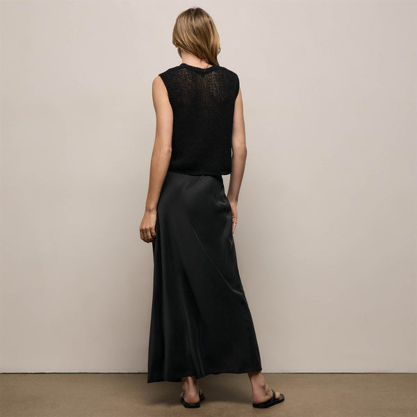 Silk Charmeuse Drawstring Skirt in Black | James Perse Los Angeles