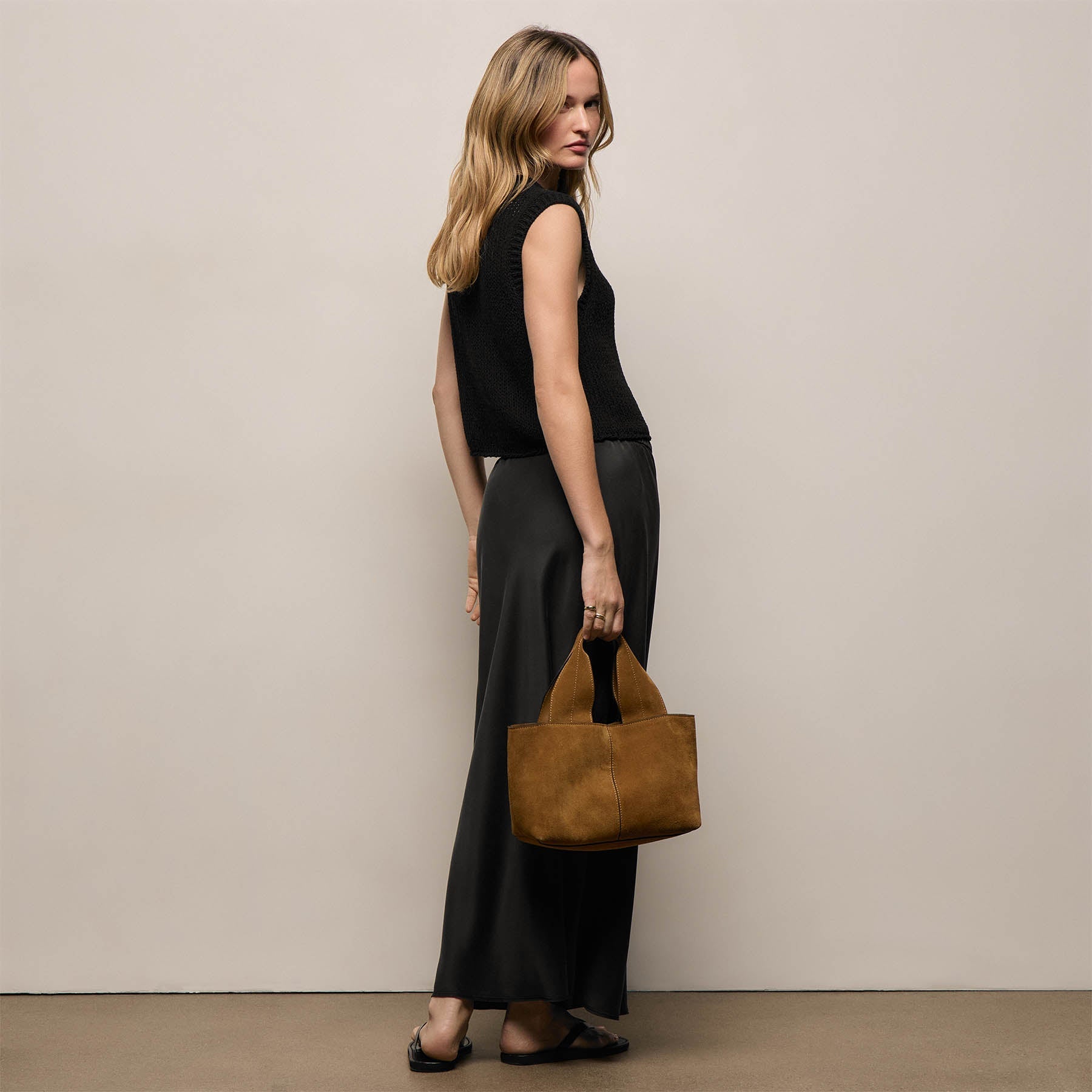 Silk Charmeuse Drawstring Skirt in Black | James Perse Los Angeles