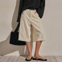 Denim Wide Leg Bermuda Short in Ecru | James Perse Los Angeles
