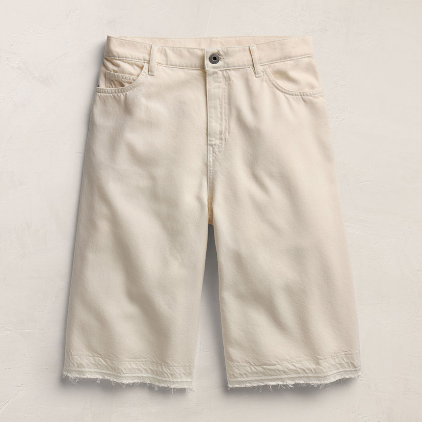 Denim Wide Leg Bermuda Short in Ecru | James Perse Los Angeles