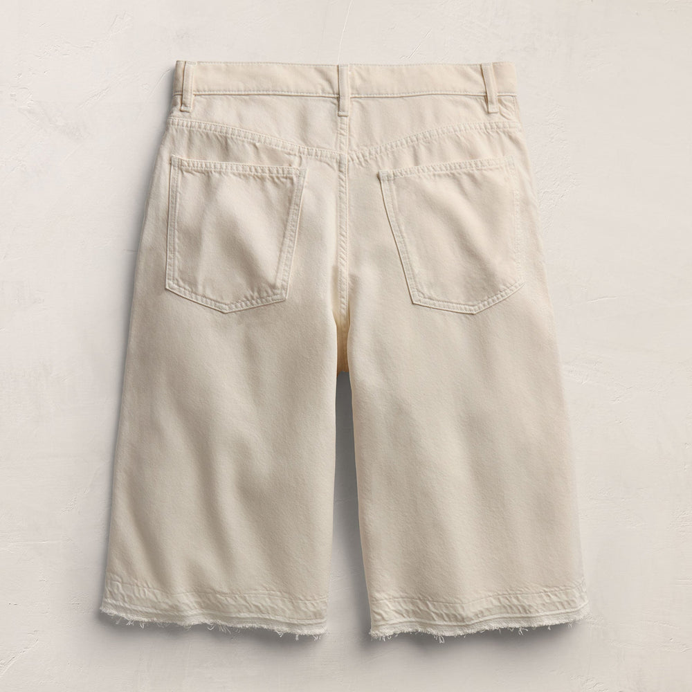 Denim Wide Leg Bermuda Short in Ecru | James Perse Los Angeles