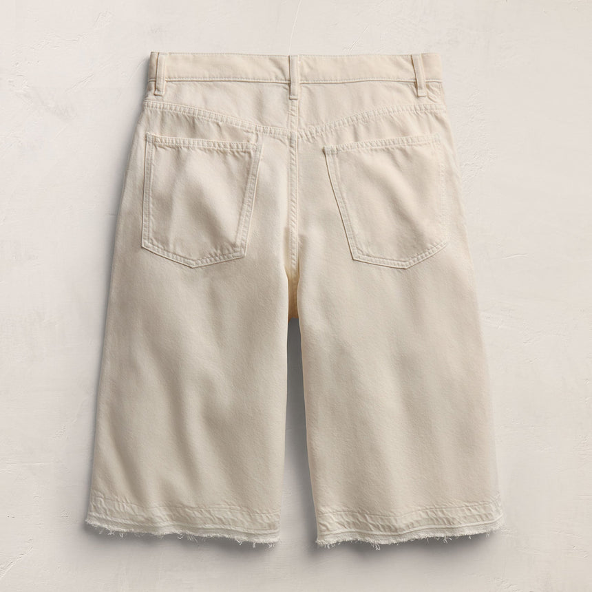 Denim Wide Leg Bermuda Short in Ecru | James Perse Los Angeles