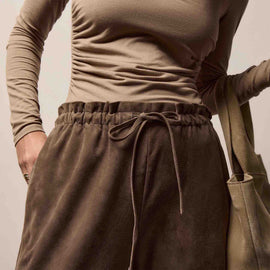 Suede Paperbag Pant in Caribou | James Perse Los Angeles
