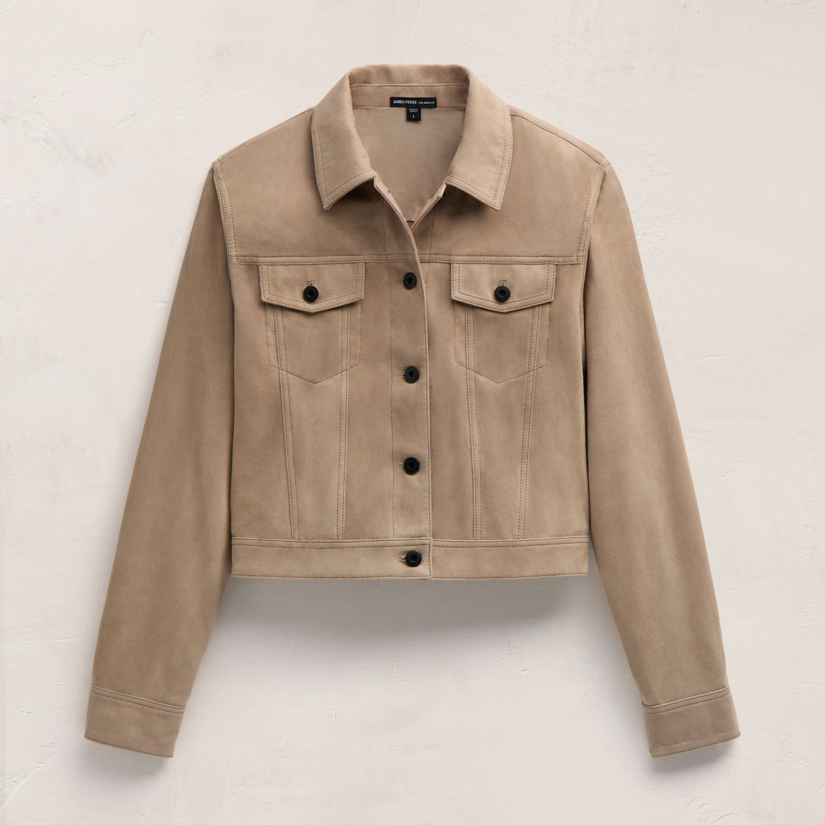 Suede Shrunken Jacket in Grout | James Perse Los Angeles