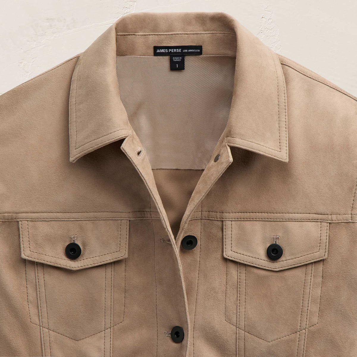 Suede Shrunken Jacket in Grout | James Perse Los Angeles