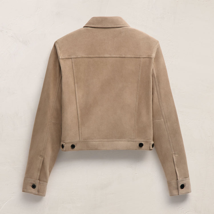Suede Shrunken Jacket in Grout | James Perse Los Angeles