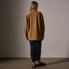 Suede Shirt in Caramel | James Perse Los Angeles