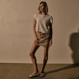 Suede Mini Skirt in Grout | James Perse Los Angeles