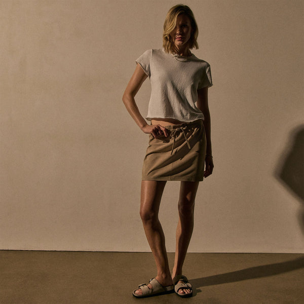 Suede Mini Skirt in Grout | James Perse Los Angeles