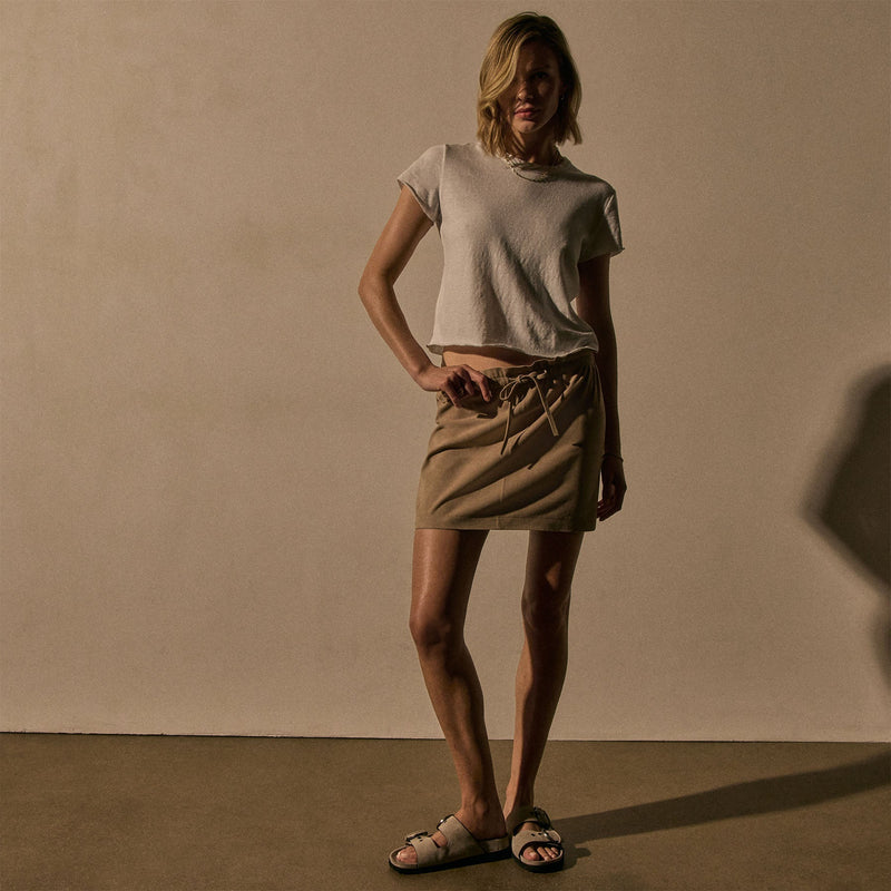 Suede Mini Skirt in Grout | James Perse Los Angeles