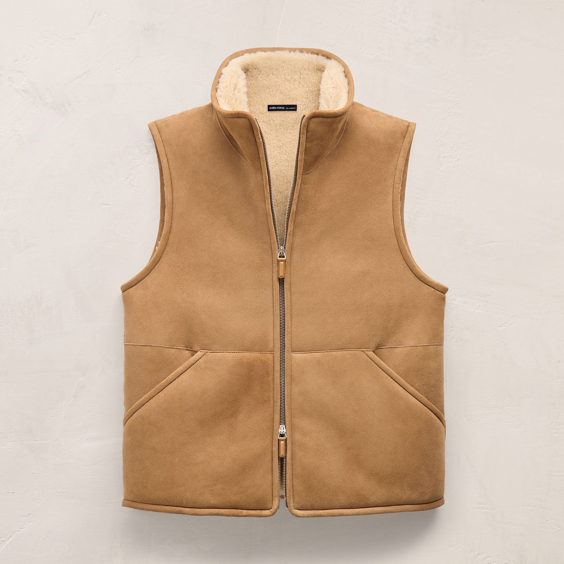 Suede Shearling Vest - Caramel | James Perse Los Angeles