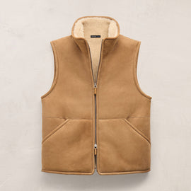 Suede Shearling Vest in Caramel | James Perse Los Angeles