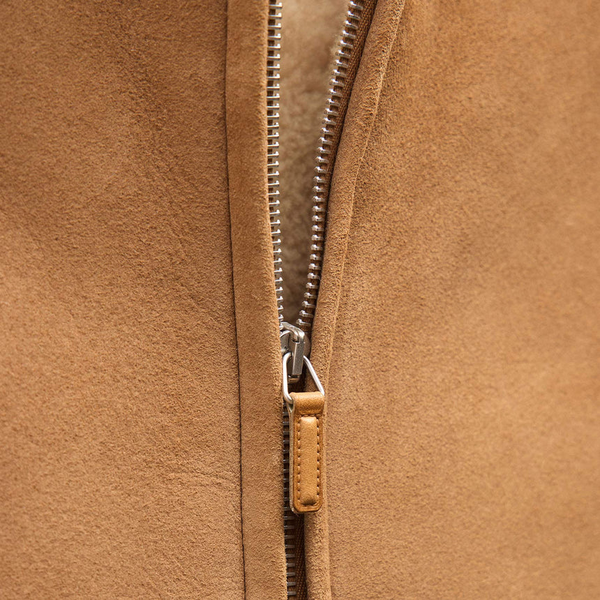 Suede Shearling Vest in Caramel | James Perse Los Angeles