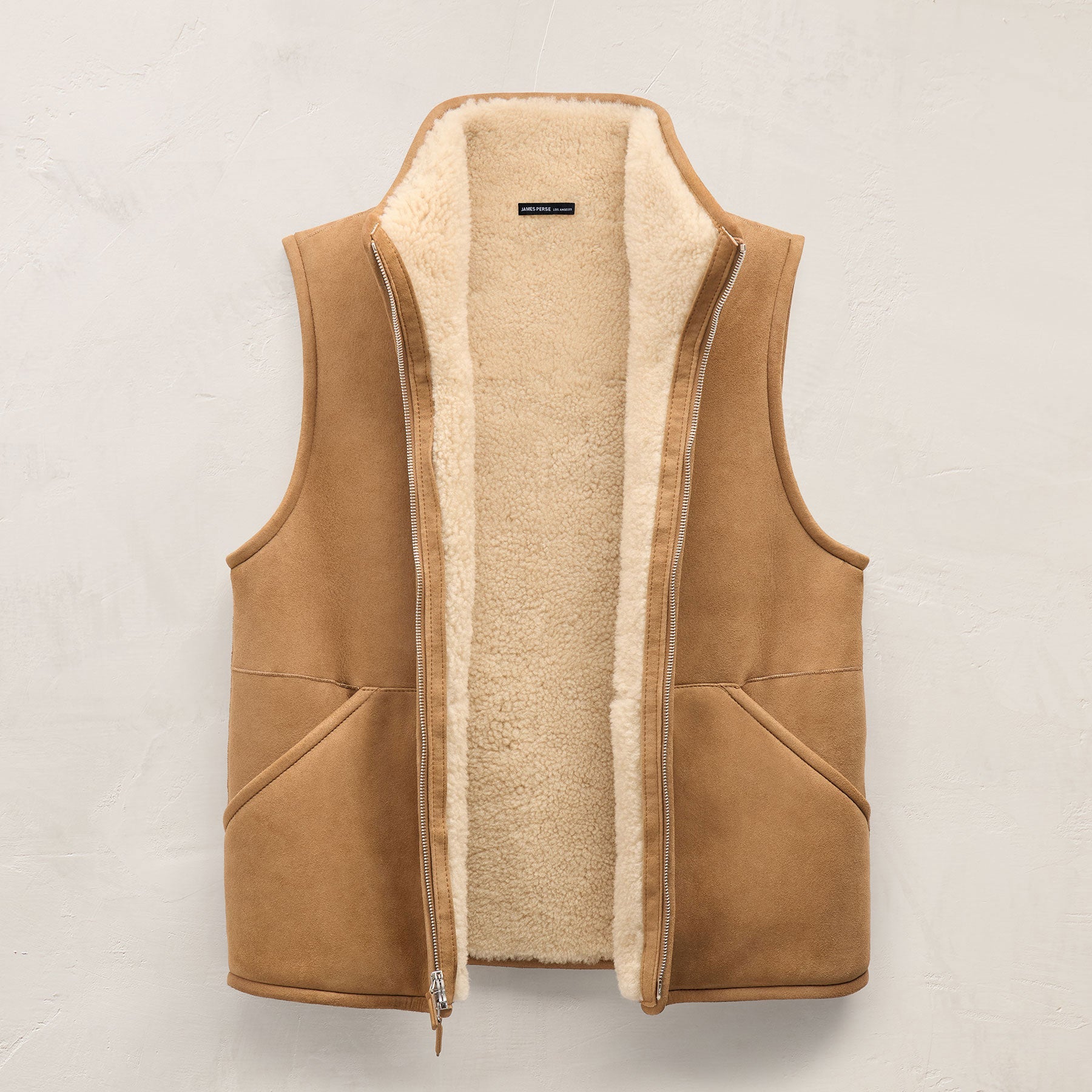 Suede Shearling Vest - Caramel | James Perse Los Angeles