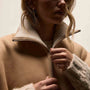 Suede Shearling Poncho In Light Caramel | James Perse Los Angeles