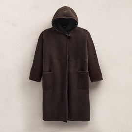 Long Suede Hooded Jacket in Kona | James Perse Los Angeles FLAT